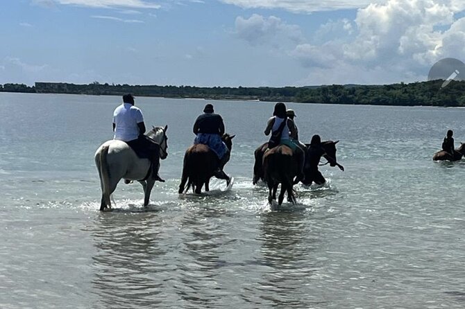Bamboo Rafting and HorseBack Riding Excursion in OchoRios Jamaica - A 30-foot raft and one slow hour on the river
