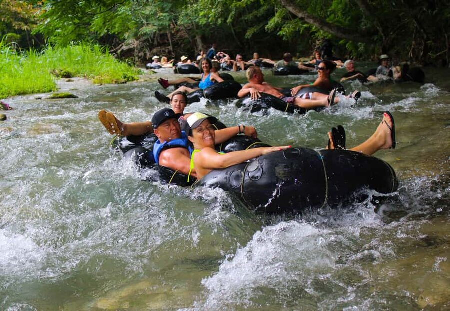 Blue Hole, Secret Falls, River Tubing and Dunn's River Falls - White River tubing, gentle water with a few thrills