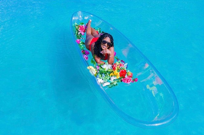 Clear kayak Drone Photo Shoot - Posing help makes the difference