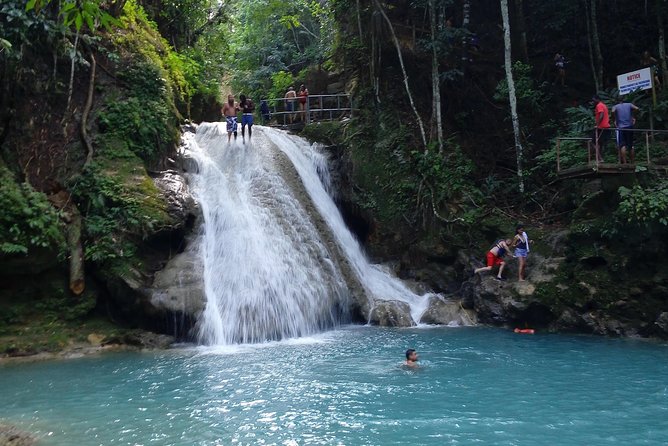 Dunn's River Falls - Blue Hole’s jumps, rope swing, and White River water