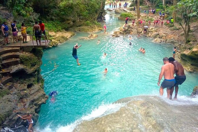 Dunns River Falls and Blue Hole Ocho Rios - Blue Hole: rope swings, pools, and jungle water
