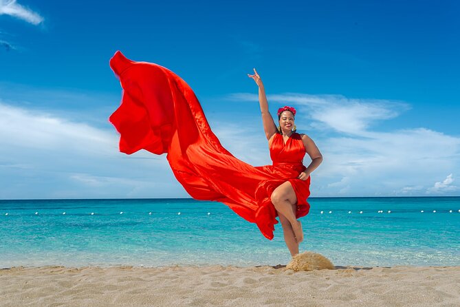 Flying Dress Photoshoot at Doctors Cave Beach Montego Bay Jamaica - A cinematic session at Doctor’s Cave Beach