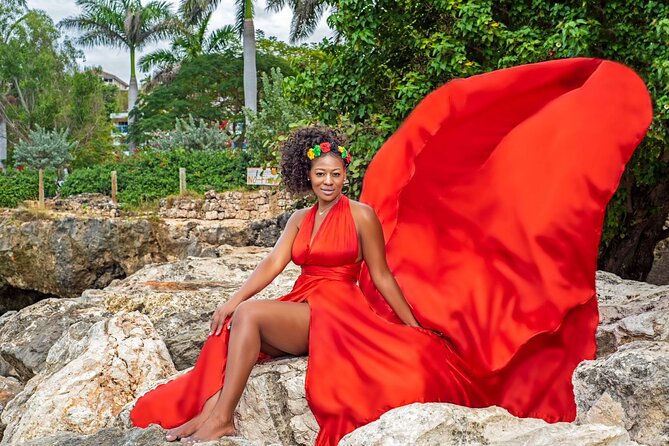 Flying Dress Photoshoot at Doctors Cave Beach Montego Bay Jamaica - Austin and Martin bring more than a camera