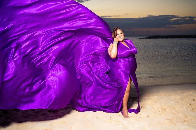 Flying Dress Photoshoot in Jamaica - Arriving at Doctors Cave Beach in Montego Bay