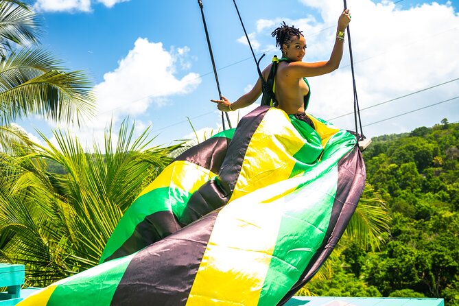 Jamaica Swing Drone Photoshoot with Dress Lunch and Transport - From Ocho Rios to Snow Hill