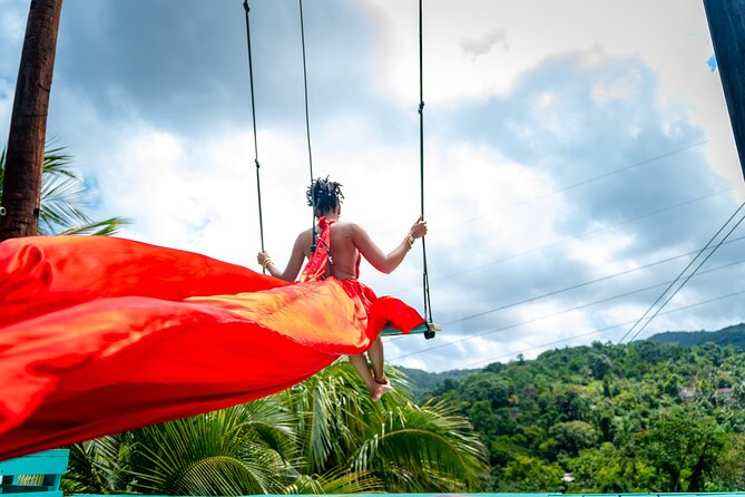 Jamaica Swing Drone Photoshoot with Dress Lunch and Transport - Choosing a flying dress and preparing for the camera