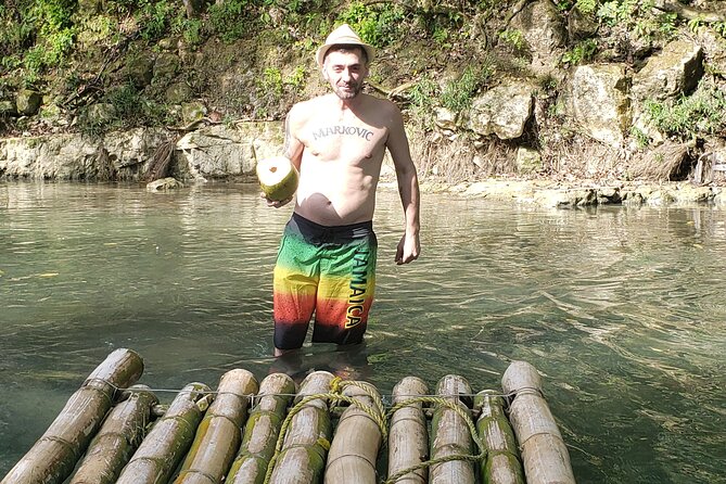 Martha Brae Bamboo Rafting From Montego Bay Resorts - Boarding the 30-foot bamboo raft