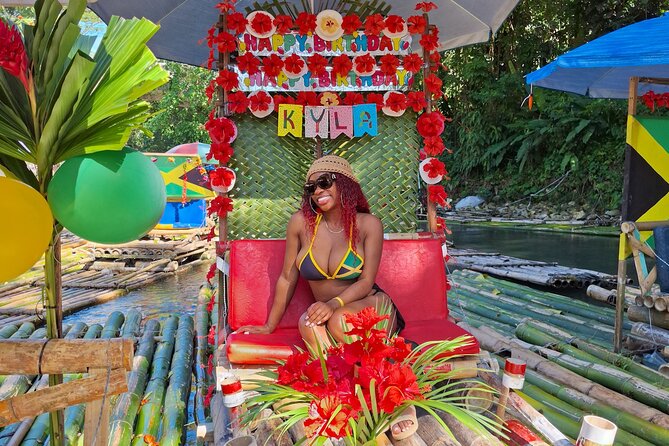 Montego Bay: Bamboo Rafting with Limestone Massage & Shopping - Boarding a bamboo raft in Lethe