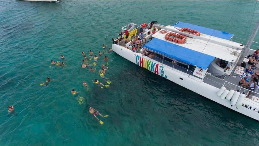 Ocho Rios: Catamaran Sail & Snorkel + Dunn's River Climb - Snorkeling in clear water, with realistic expectations