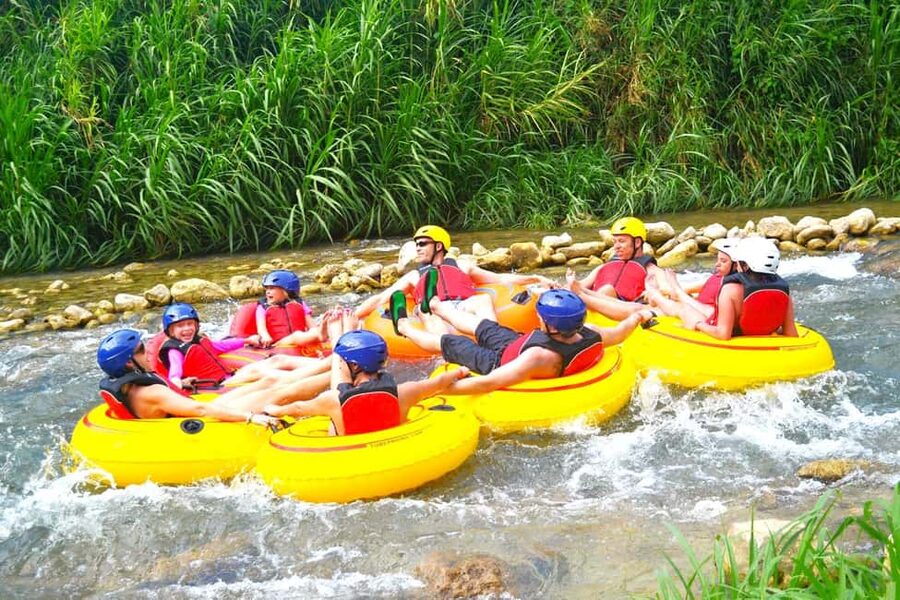 Ocho Rios: Irie Blue Hole and River Tubing Tour - River tubing beneath bamboo