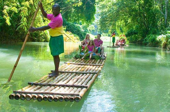 Private Roundtrip Transportation to Martha Brae Rafting - What the bamboo rafting portion feels like