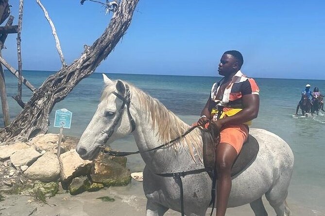 Private Tour to Dunns River and Horseback Riding with Local Guide - Riding horseback beside the Caribbean